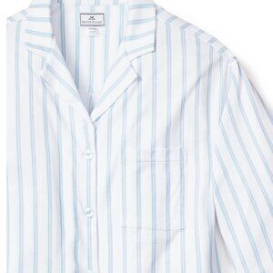 Petite Plume Olivia Wide Leg Pima Pajama Top in Periwinkle Stripe Size L